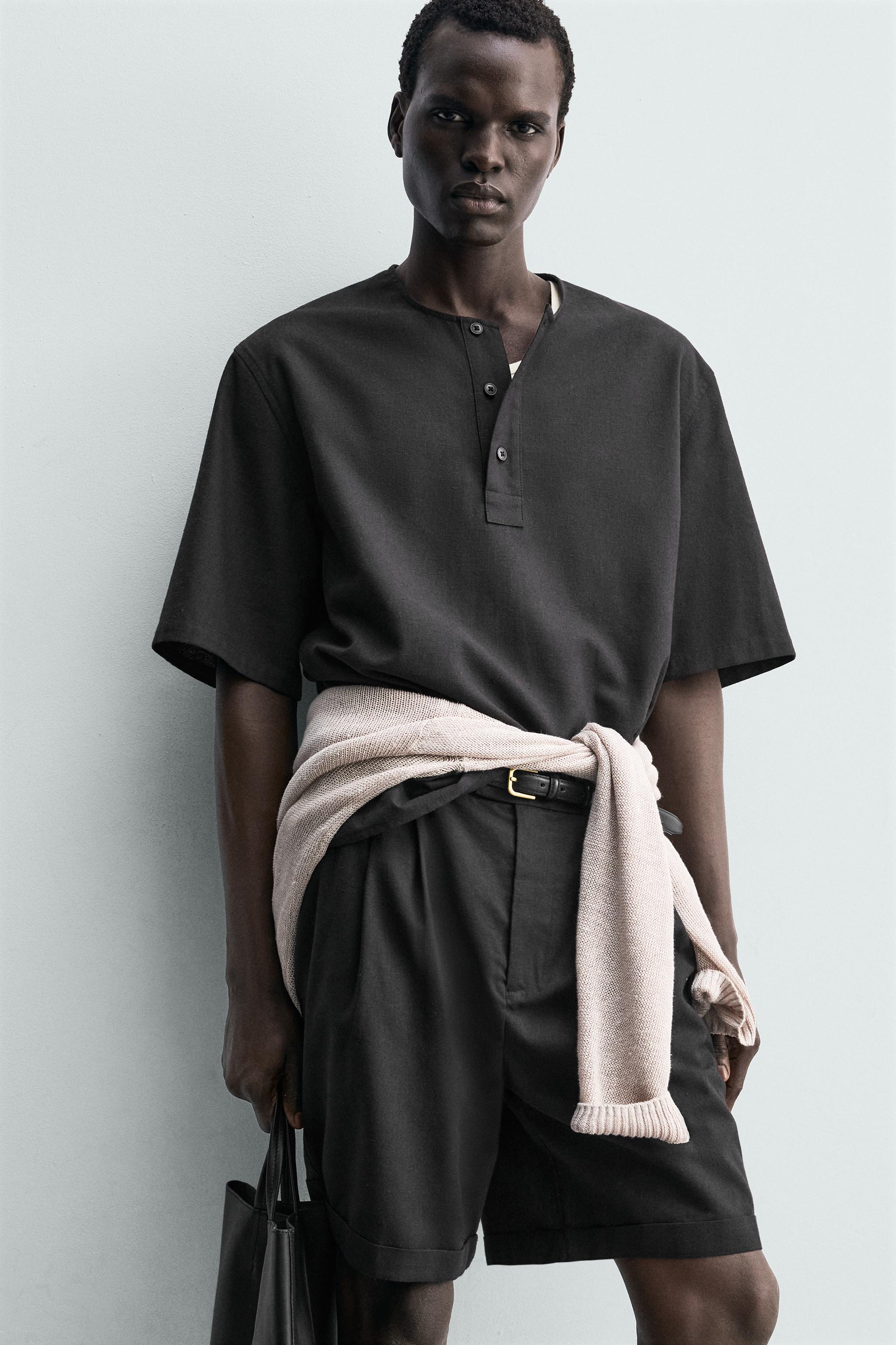 LINEN BLEND POLO SHIRT
